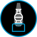 High-voltage power line icon with a blue background for energy and infrastructure films.