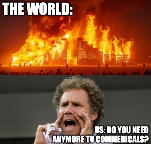 Fire-consuming cityscape with skyscrapers on fire, dramatic destruction scene. Video for climate change communication